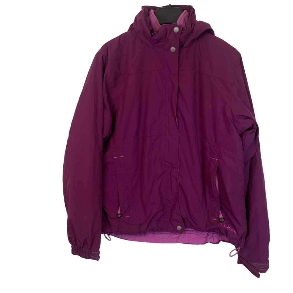L.L.Bean Purple 3 in 1 Convertible Polar Fleece Winter Jacket With Hood Size M